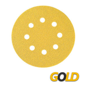 Gold Discs 5" (127mm) Dia. 8 Hole, Grits 40 - 150