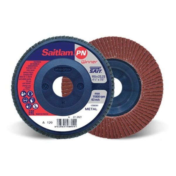 SAITLAM-PN A Aluminium Oxide Flat Polymer Backed Flap Discs 115x22mm