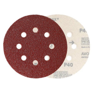 Abrasive Red Aluminium Oxide Sanding Discs 125mm 8 Holes
