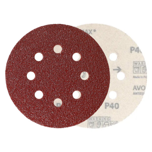 Mirka Abrasive Red Aluminium Oxide Sanding Discs 125mm 8 Holes, 20/Pack