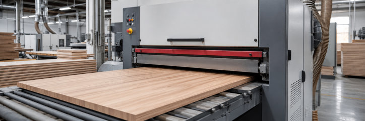 Panel feeding into wide belt sander