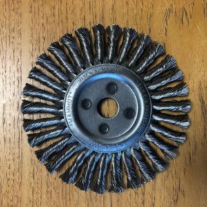 CLEARANCE – Twist Knot S/Steel Rotary Brush 178 Dia x 22 Bore 1 Row Stainless Steel 39/Pack