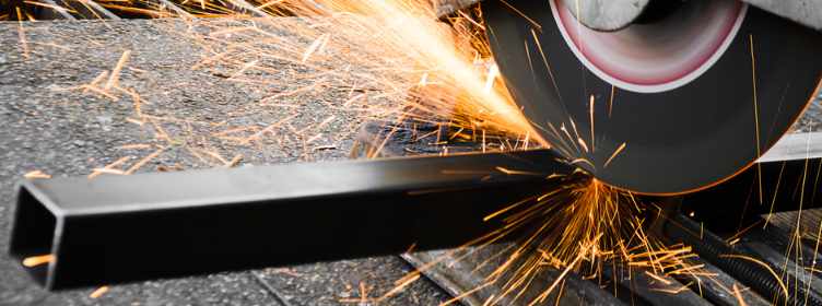 Cutting-steel-box-section-with-petrol-cutter