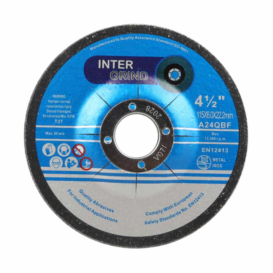 Intergrind PRO A24Q-BF INOX Depressed Centre Grinding Discs, 10/Pack