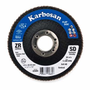 Karbosan Premium Line Conical Zirconia Flap Discs, 10/Pack