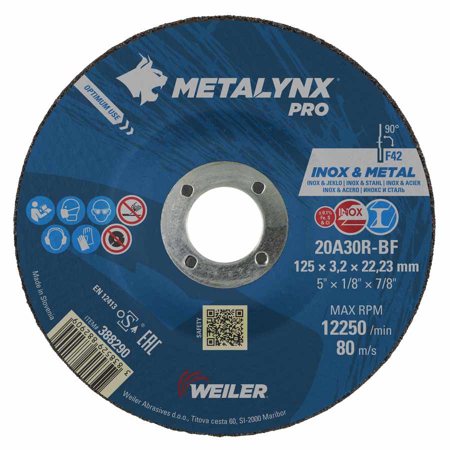 Metalynx PRO INOX Depressed Centre Cutting Discs, 50/Pack