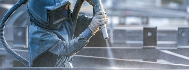 Shot-blasting-sanding-steel-girders